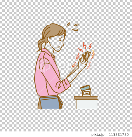 女性の更年期障害:手のこわばり・痛み・しびれで辛い女性 女性の更年期障害:手のこわばり・痛み・しびれで辛い女性 115881780
