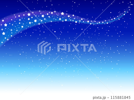 水彩　七夕 天の川流れる星空背景 フレーム　横 115881845