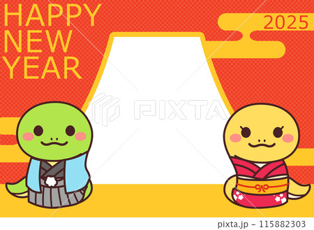 2025年年賀状素材　巳のキャラクター写真フレーム 115882303
