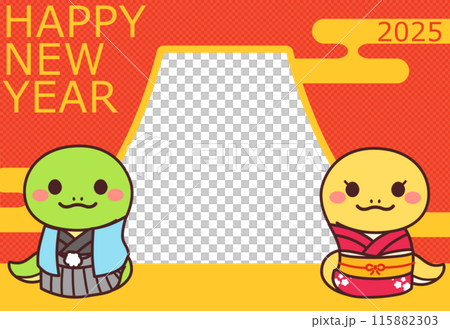 2025年年賀状素材　巳のキャラクター写真フレーム 115882303
