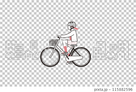Person A girl wearing a helmet and riding a bicycle 115882596