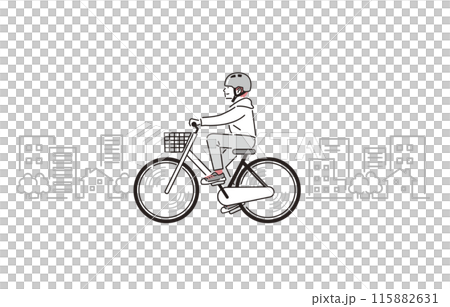 人物 ヘルメットを装着して自転車をこぐ男の子 115882631