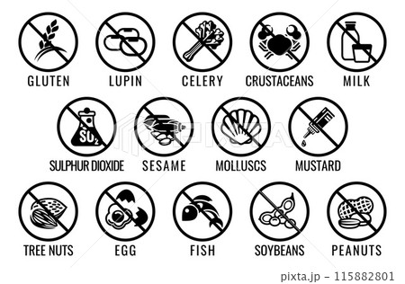 Allergen Free Food No Major Allergy Icons Labels 115882801