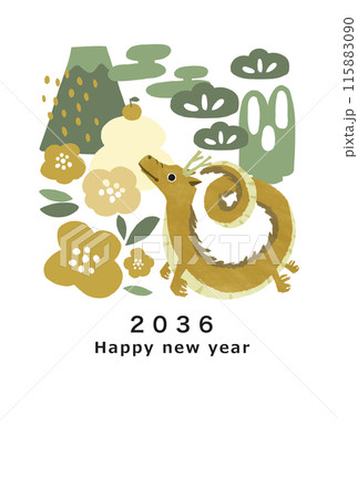 2036年　龍年　年賀状テンプレート 115883090