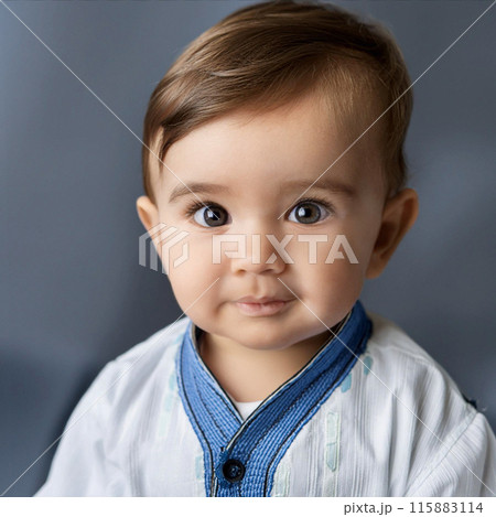 Studio Portrait of Cute Toddler Boy 115883114