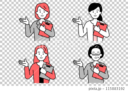 Set of female business people (information) Set of female business people (information) 115883192