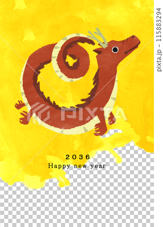 2036 Dragon Year New Year's card template 2036 Dragon Year New Year's card template 115883294