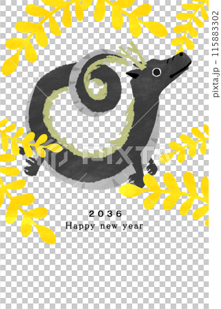 2036年 龍年 年賀状テンプレート 2036年 龍年 年賀状テンプレート 115883302
