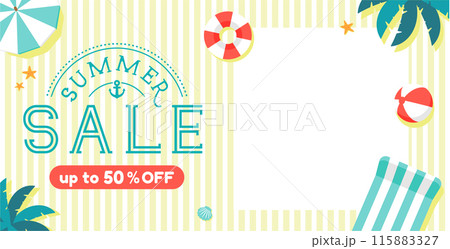 SUMMER SALE (サマーセール・夏のセール) ベクターバナーイラスト (横長サイズ) 115883327