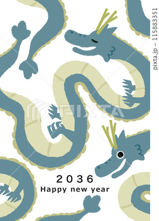 2036年 龍年 年賀状テンプレート 2036年 龍年 年賀状テンプレート 115883351