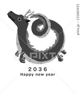 2036年 龍年 年賀状テンプレート 2036年 龍年 年賀状テンプレート 115883455