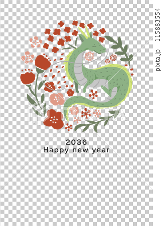 2036 Dragon Year New Year's card template 2036 Dragon Year New Year's card template 115883554