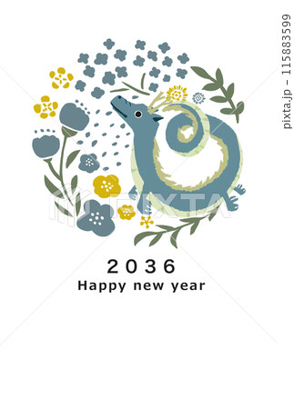 2036年　龍年　年賀状テンプレート 115883599
