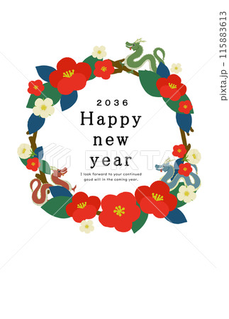 2036年　龍年　年賀状テンプレート 115883613