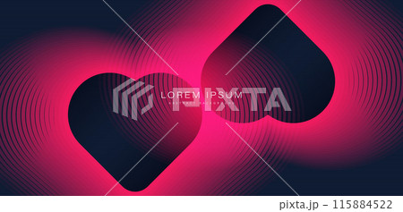 Heart shape abstract background. Glowing lines pattern. Modern design. Futuristic style. Suit for booklet, poster, cover, banner, backdrop, website, card. Vector illustration Heart shape abstract background. Glowing lines pattern. Modern design. Futuristic style. Suit for booklet, poster, cover, banner, backdrop, website, card. Vector illustration 115884522