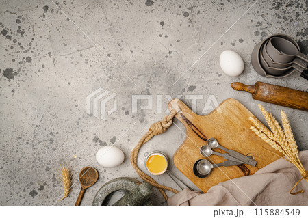 Baking utensils and ingredients. Baking utensils and ingredients. 115884549
