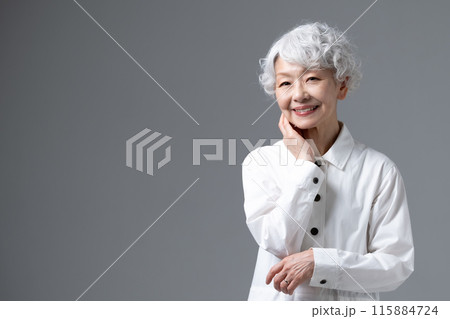グレーヘアの女性 ポートレート グレーヘアの女性 ポートレート 115884724