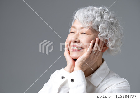 グレーヘアの女性　ポートレート 115884737