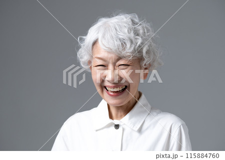 グレーヘアの女性 ポートレート グレーヘアの女性 ポートレート 115884760