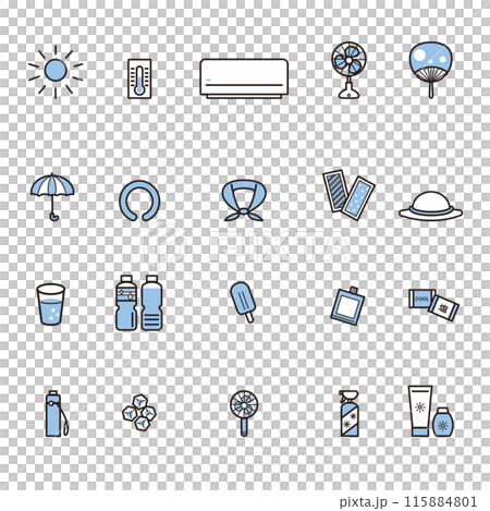 Simple heat stroke icon set Simple heat stroke icon set 115884801