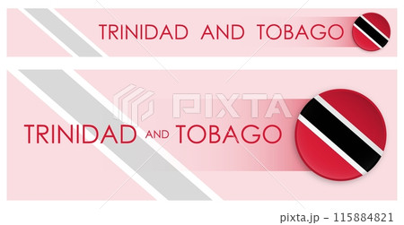 Trinidad and Tobago flag horizontal web banner in modern neomorphism style. Webpage Trinidad country header button for mobile application or internet site. Vector 115884821