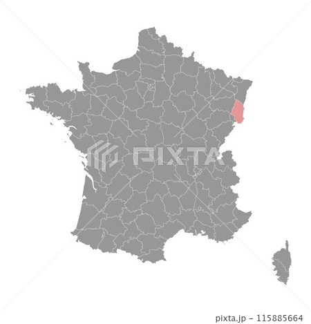 Haut Rhin department map, administrative division of France. Vector illustration. Haut Rhin department map, administrative division of France. Vector illustration. 115885664