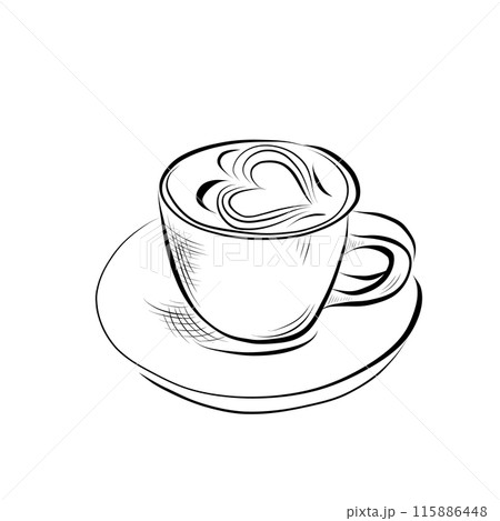 drawing lines. art line art line - mug with coffee, tea, milk, cappuccino.. Vector minimalistic design drawing lines. art line art line - mug with coffee, tea, milk, cappuccino.. Vector minimalistic design 115886448