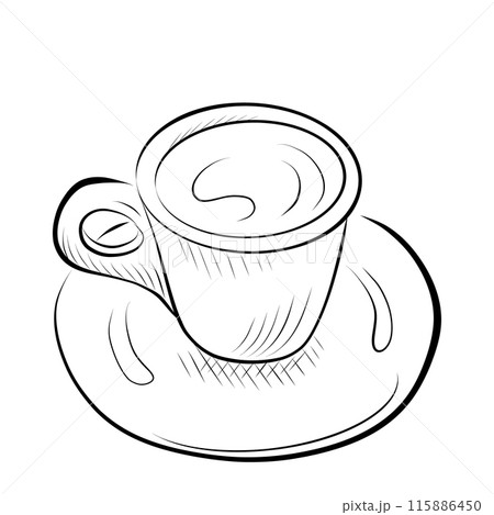 drawing lines. art line art line - mug with coffee, tea, milk, cappuccino.. Vector minimalistic design drawing lines. art line art line - mug with coffee, tea, milk, cappuccino.. Vector minimalistic design 115886450