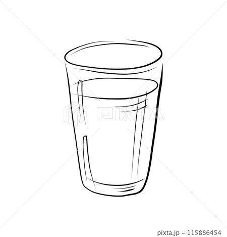 drawing lines. art line - glass of water, coffee, tea, milk. Vector 115886454