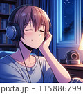 音楽を聴いて癒される男子 115886799