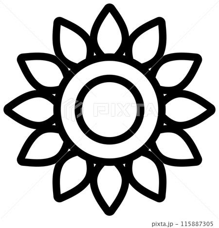 シンプルな花のアイコン　ひまわり 115887305