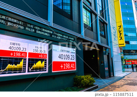 日本の東京都市景観 4万円突破日経平均株価…街中の株価ボード(終値)、150円台…=4日、日本橋兜町 日本の東京都市景観 4万円突破日経平均株価…街中の株価ボード(終値)、150円台…=4日、日本橋兜町 115887511