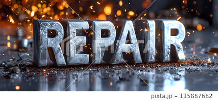 Metallic Inscription Repair Lettering 115887682