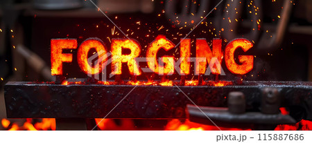 Bright Red-Hot Inscription Forging Letteringのイラスト素材 [115887686] - PIXTA