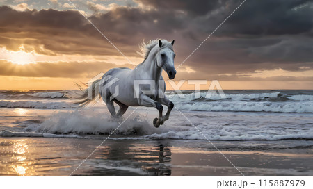 horse on the beach 115887979