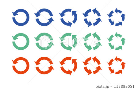 リサイクルの矢印セット　サイクル　アイコン　回転　ベクター　循環  circle arrow 115888051