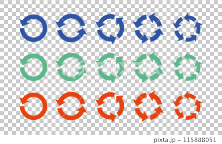 リサイクルの矢印セット　サイクル　アイコン　回転　ベクター　循環  circle arrow 115888051