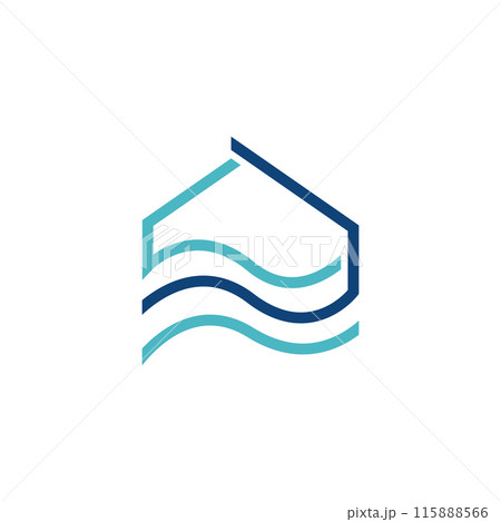 Modern abstract simple line house logo symbol 115888566