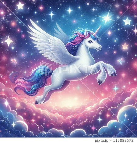 夜空にユニコーンのイラスト素材 [115888572] - PIXTA