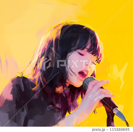 ステージで歌う女性ボーカル 115888695