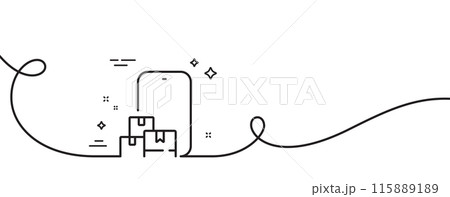 Online storage line icon. Continuous one line with curl. Internet delivery sign. Mobile device service symbol. Online storage single outline ribbon. Loop curve pattern. Vector 115889189