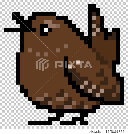 ドット絵 アニマルイラスト モスケミソサザイ ミソサザイの亜種 115889221
