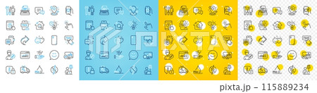 Vector icons set of Candlestick chart, Car service and Fake news line icons pack for web with Edit person, Smile chat, Fake information outline icon. Antistatic, Swipe up. Vector 115889234