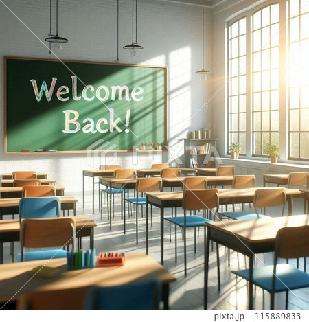 朝日が射し込む教室 115889833