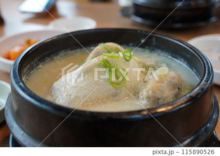 Samgyetang is a Korean chicken dish and a representative summer health food. Samgyetang is a Korean chicken dish and a representative summer health food. 115890526