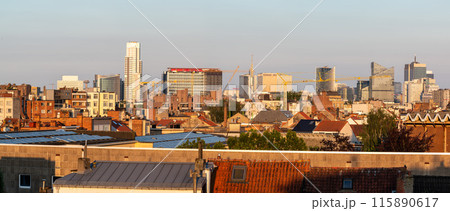 Extra large panoramic cityscape view at sunset over Brussels, Belgium Extra large panoramic cityscape view at sunset over Brussels, Belgium 115890617
