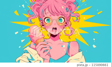 アイスキャンディーを食べる少女 115890661
