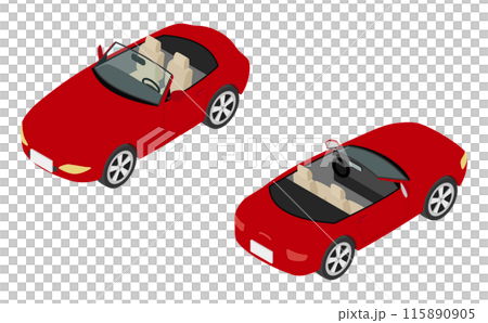 等距插圖：紅色敞篷車 115890905