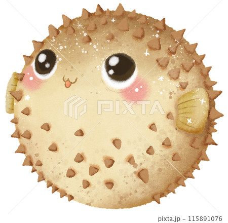 Watercolor Hand drawn illustration underwater animals cute pufferfish marine wild life children clip art for textile, decoration, posters, inviation, greeting cards Watercolor Hand drawn illustration underwater animals cute pufferfish marine wild life children clip art for textile, decoration, posters, inviation, greeting cards 115891076