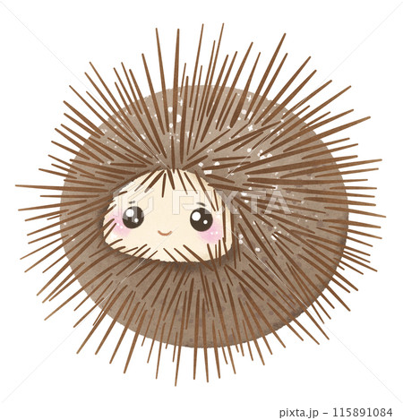 Watercolor Hand drawn illustration underwater animals cute sea urchin marine wild life children clip art for textile, decoration, posters, inviation, greeting cards 115891084
